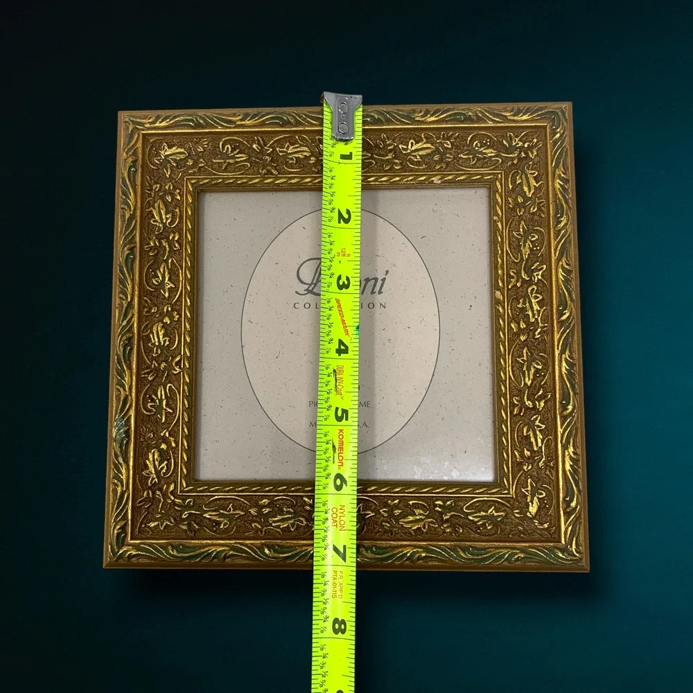 Vintage Dioni Collection 5x5 Gold Green Ornate Gilt Picture Frame USA NOS